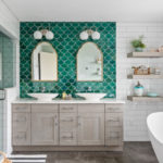 Green Mermaid Tile and a New Layout Boost a Dated Pink Bathroom (13 photos)